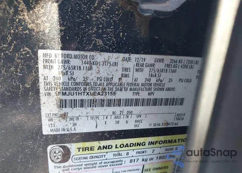 2020 Ford Expedition Xlt z USA, uszkodzony, nr VIN 1FMJU1HTXLEA23155